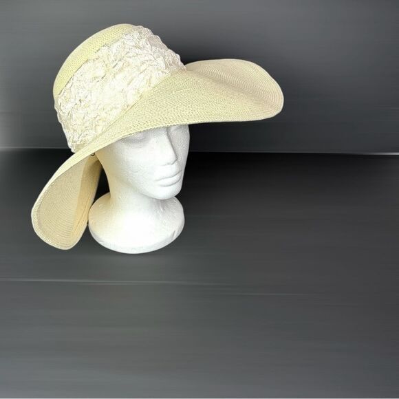 Whittall & Shon Wide Brim Straw Hat Lace Knotted Wrap Summer Derby Garden Party main image 8